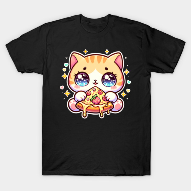 Cute kawaii with Pizza, Funny Pizza lover T-Shirt by logiamerch