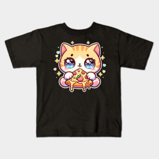 Cute kawaii with Pizza, Funny Pizza lover Kids T-Shirt