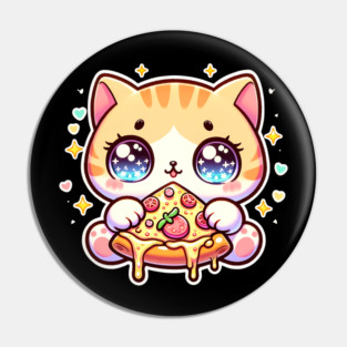 Cute kawaii with Pizza, Funny Pizza lover Pin