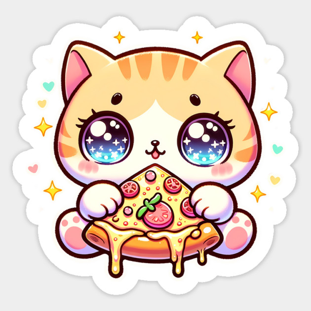Cute kawaii with Pizza, Funny Pizza lover Sticker by logiamerch