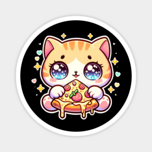 Cute kawaii with Pizza, Funny Pizza lover Magnet