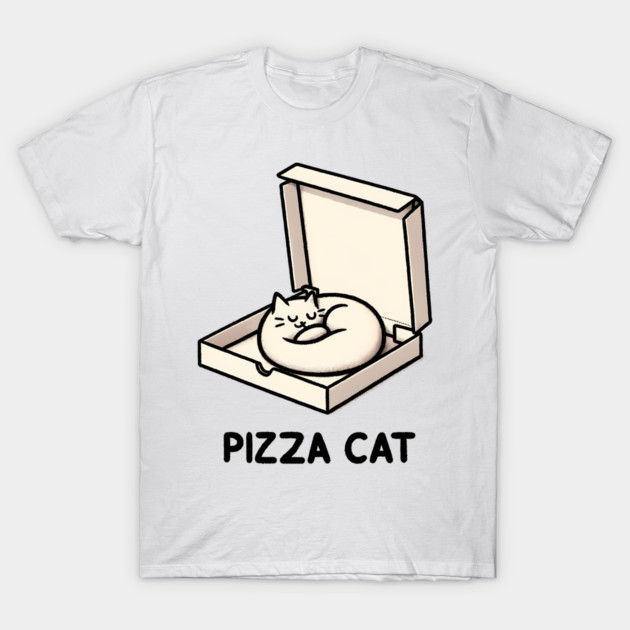 Funny Cute Cat Sleeping inside Pizza Box T-Shirt by logiamerch