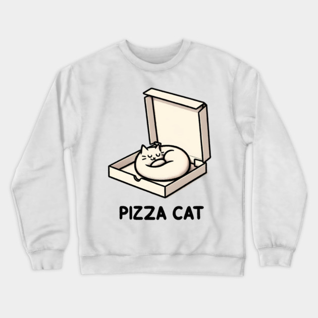 Funny Cute Cat Sleeping inside Pizza Box Crewneck Sweatshirt by logiamerch