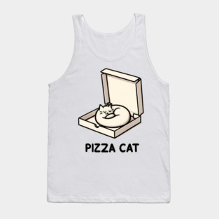 Funny Cute Cat Sleeping inside Pizza Box Tank Top