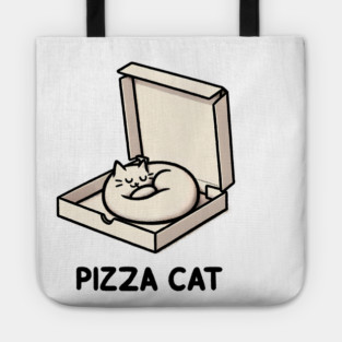 Funny Cute Cat Sleeping inside Pizza Box Tote