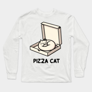 Funny Cute Cat Sleeping inside Pizza Box Long Sleeve T-Shirt