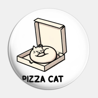 Funny Cute Cat Sleeping inside Pizza Box Pin