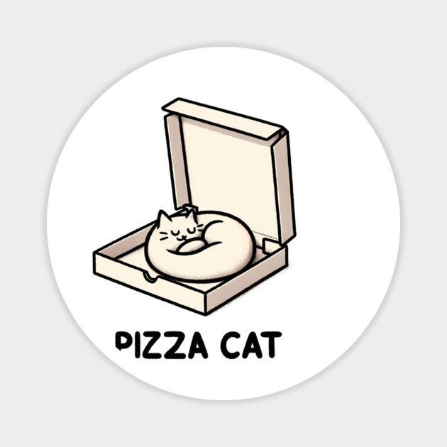 Funny Cute Cat Sleeping inside Pizza Box Magnet by logiamerch
