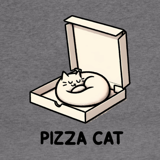 Funny Cute Cat Sleeping inside Pizza Box by logiamerch