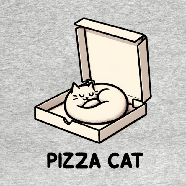 Funny Cute Cat Sleeping inside Pizza Box by logiamerch
