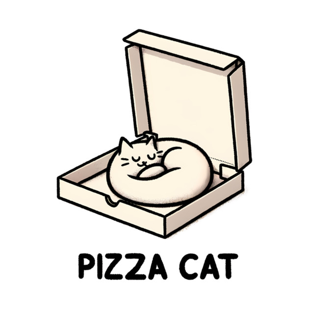 Funny Cute Cat Sleeping inside Pizza Box by logiamerch