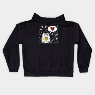 Funny Cat Loving Pizza Kids Hoodie