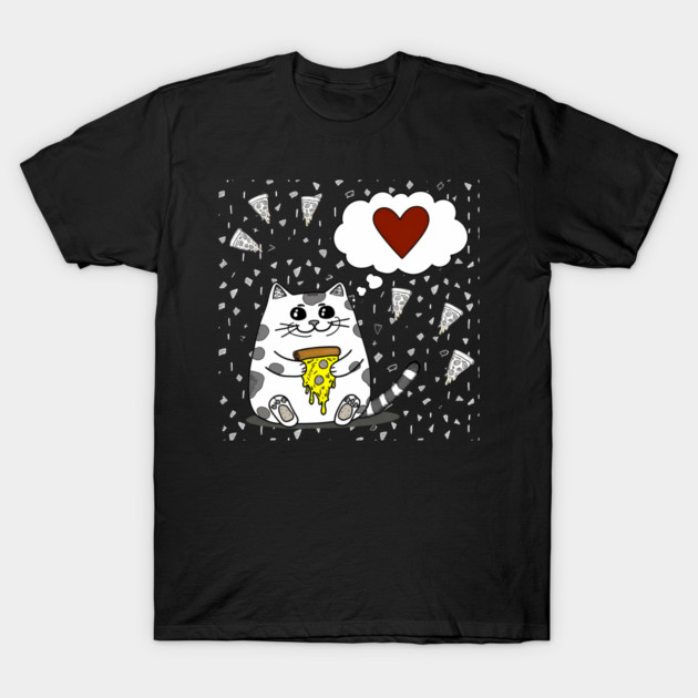 Funny Cat Loving Pizza T-Shirt by logiamerch