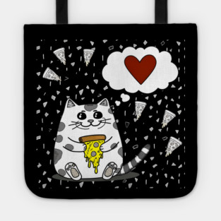 Funny Cat Loving Pizza Tote