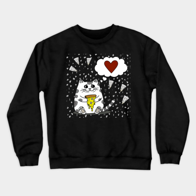 Funny Cat Loving Pizza Crewneck Sweatshirt by logiamerch