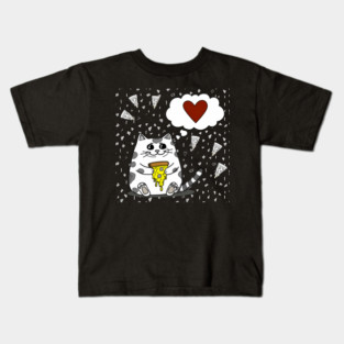 Funny Cat Loving Pizza Kids T-Shirt