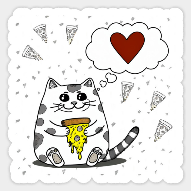 Funny Cat Loving Pizza Sticker by logiamerch