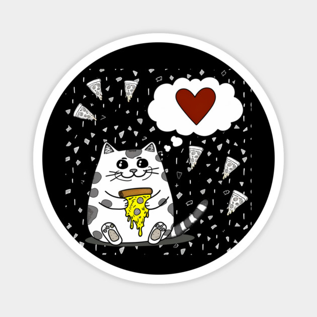 Funny Cat Loving Pizza Magnet by logiamerch