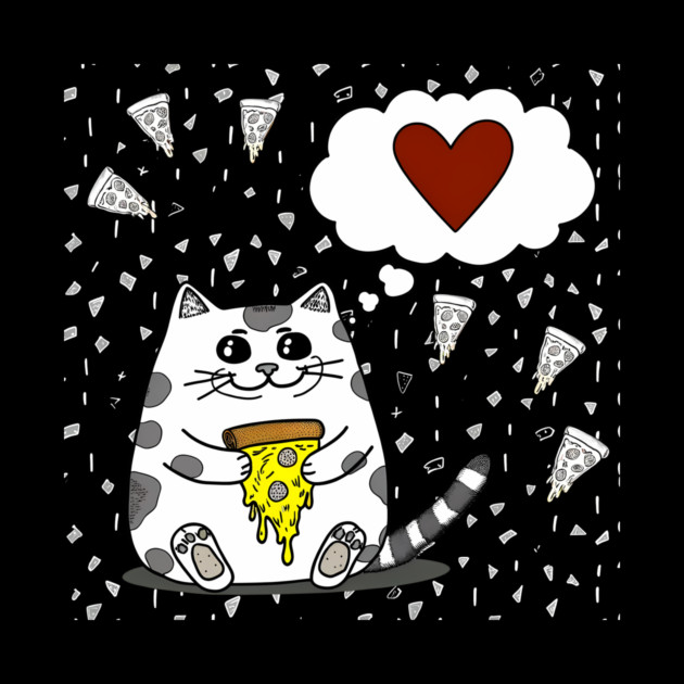 Funny Cat Loving Pizza by logiamerch