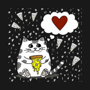 Funny Cat Loving Pizza T-Shirt