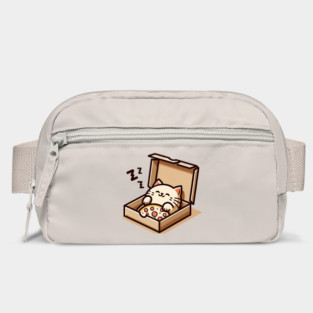 Cute Cat Sleeping inside Pizza Box Bag