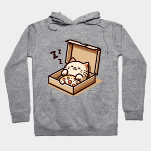 Cute Cat Sleeping inside Pizza Box Hoodie