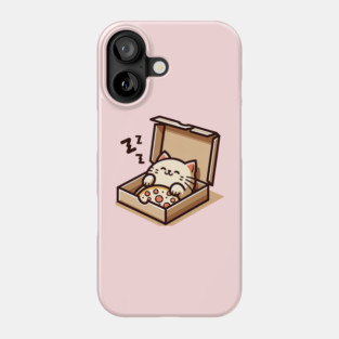 Cute Cat Sleeping inside Pizza Box Phone Case
