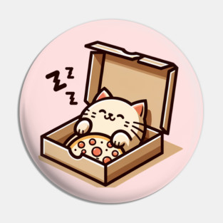Cute Cat Sleeping inside Pizza Box Pin