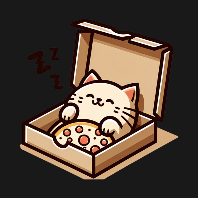 Cute Cat Sleeping inside Pizza Box by logiamerch