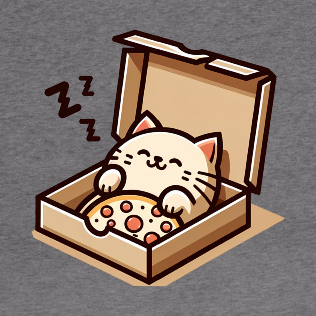 Cute Cat Sleeping inside Pizza Box by logiamerch