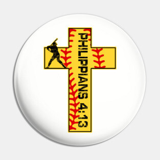 Softball Philippians 4:13 Christian Faith Batter Pin