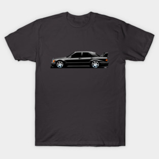 Mercedes 190E Cosworth Evolution II (Black) - Roadside Icons T-Shirt