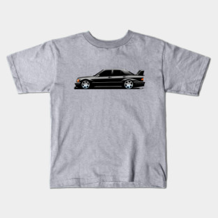 Mercedes 190E Cosworth Evolution II (Black) - Roadside Icons Kids T-Shirt