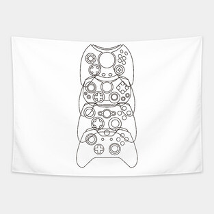 Xbox Controller Evolution (Black Lines) Tapestry