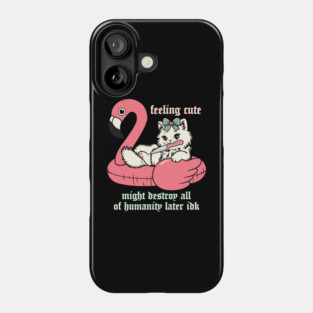 feeling cute kitty cat in flamingo floatie Phone Case