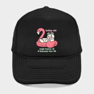 feeling cute kitty cat in flamingo floatie Hat