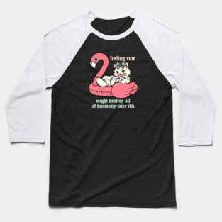 feeling cute kitty cat in flamingo floatie Baseball T-Shirt