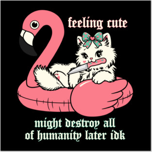 feeling cute kitty cat in flamingo floatie Posters and Art