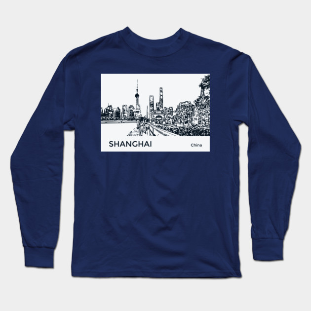 Shanghai China Long Sleeve T-Shirt by Lakeric