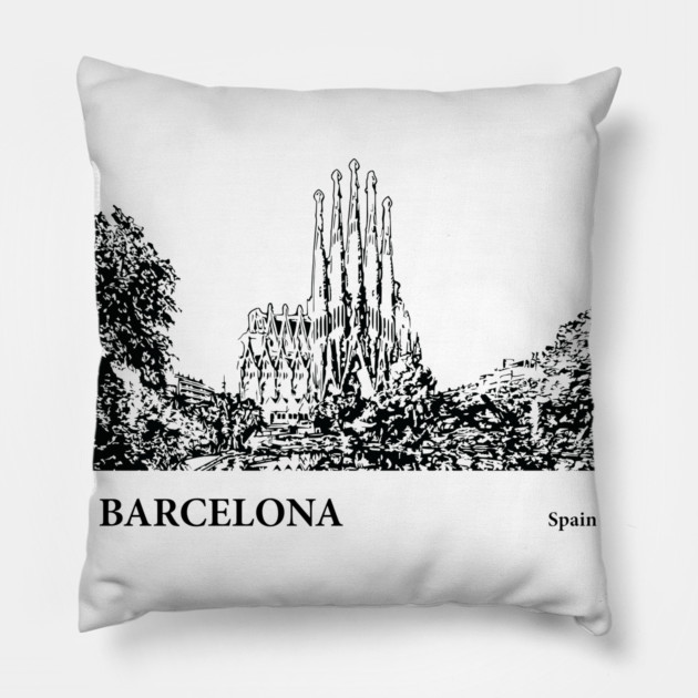 Barcelona Spain Pillow by Lakeric