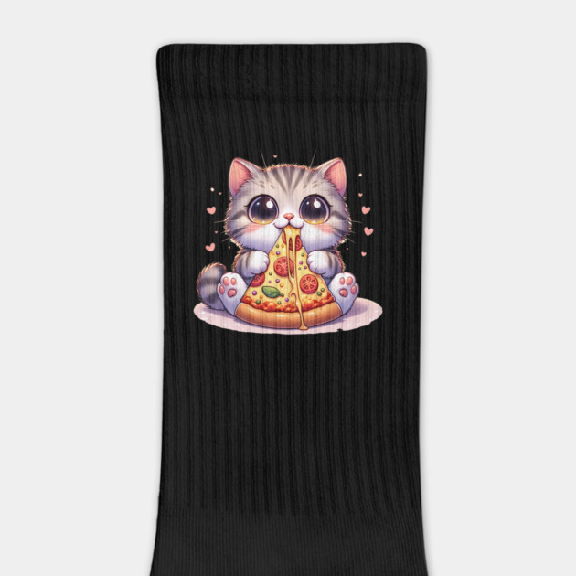 Kawaii Cat eating a slice of Pizza by logiamerch