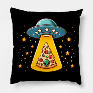 Ufo beaming Pizza, Funny Pizza Lover Pillow