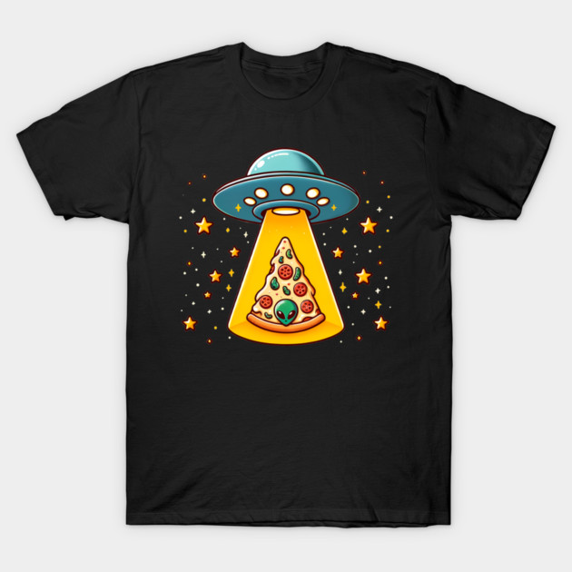 Ufo beaming Pizza, Funny Pizza Lover T-Shirt by logiamerch