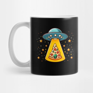 Ufo beaming Pizza, Funny Pizza Lover Mug