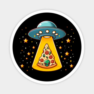 Ufo beaming Pizza, Funny Pizza Lover Magnet