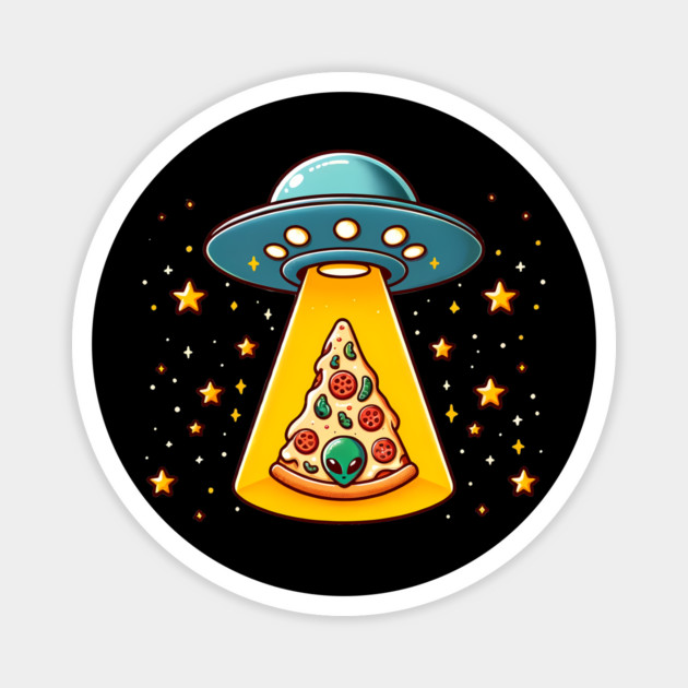 Ufo beaming Pizza, Funny Pizza Lover Magnet by logiamerch