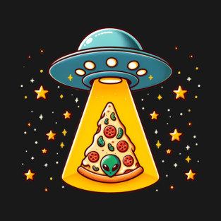Ufo beaming Pizza, Funny Pizza Lover T-Shirt