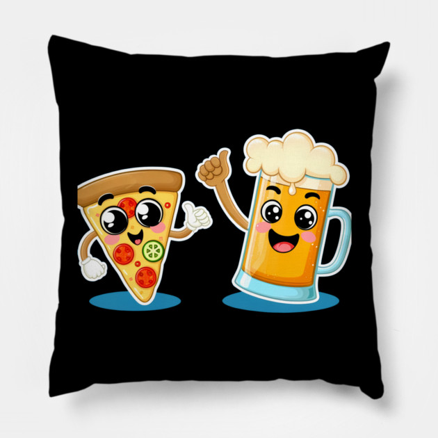 Funny Beer and Pizza Lover Pillow by logiamerch