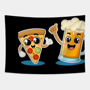 Funny Beer and Pizza Lover Tapestry