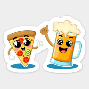 Funny Beer and Pizza Lover Sticker